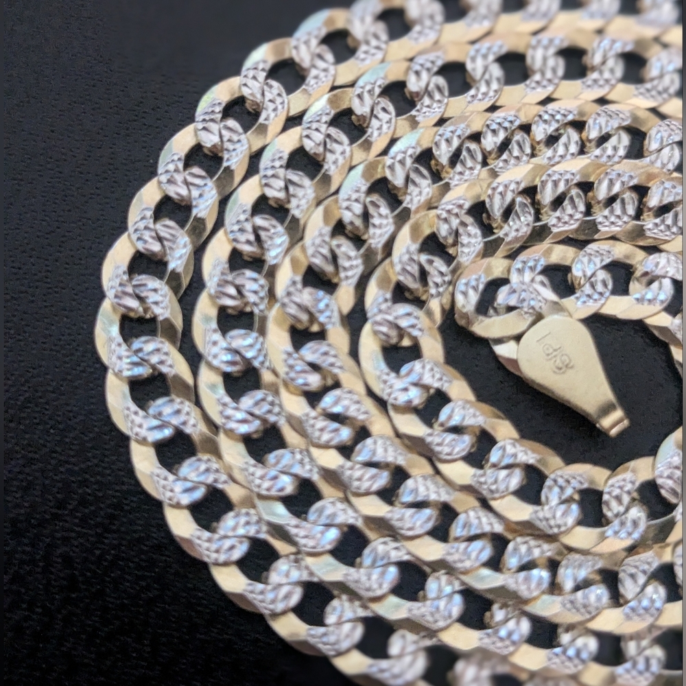14k Yellow Gold Vermeil Over Sterling Silver Cuban Chain Necklace Unisex 20" - Picture 11 of 13